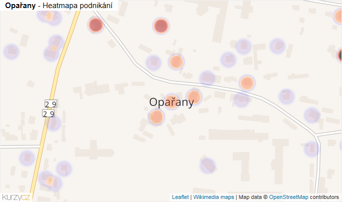 Mapa Opařany - Firmy v části obce.