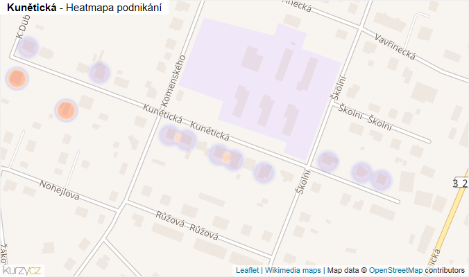 Mapa Kunětická - Firmy v ulici.