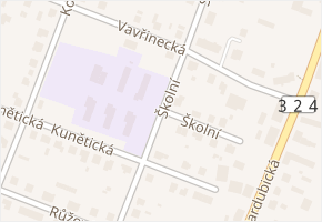 Školní v obci Opatovice nad Labem - mapa ulice
