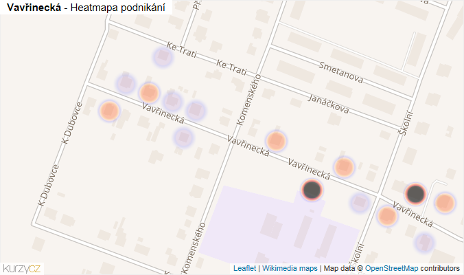 Mapa Vavřinecká - Firmy v ulici.