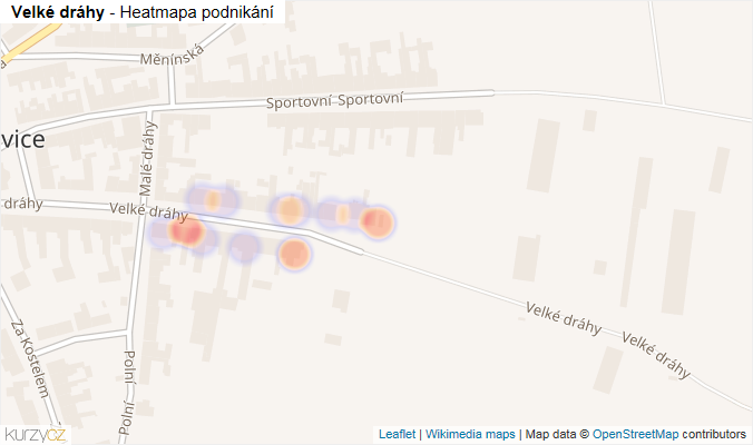 Mapa Velké dráhy - Firmy v ulici.