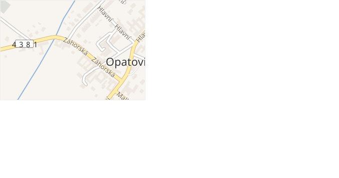 Záhorská v obci Opatovice - mapa ulice