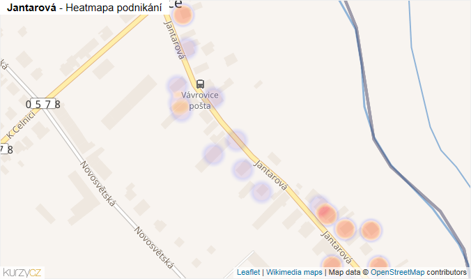 Mapa Jantarová - Firmy v ulici.