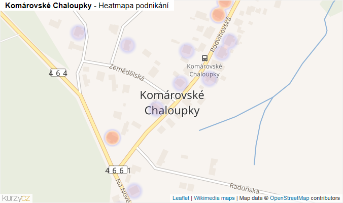Mapa Komárovské Chaloupky - Firmy v části obce.