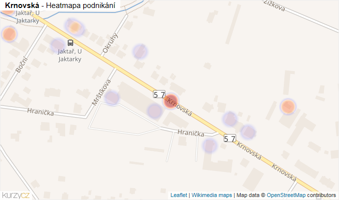 Mapa Krnovská - Firmy v ulici.