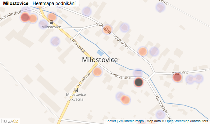 Mapa Milostovice - Firmy v městské části.