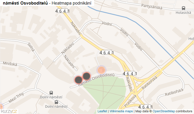 Mapa náměstí Osvoboditelů - Firmy v ulici.