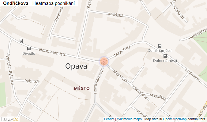Mapa Ondříčkova - Firmy v ulici.
