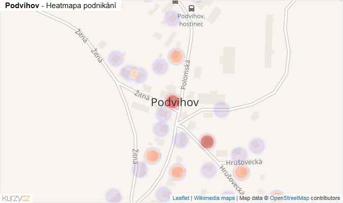 Mapa Podvihov - Firmy v městské části.
