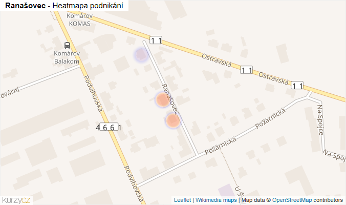 Mapa Ranašovec - Firmy v ulici.