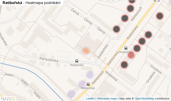 Mapa Ratibořská - Firmy v ulici.
