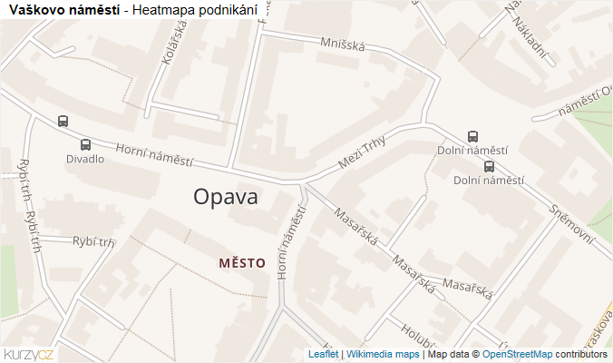 Mapa Vaškovo náměstí - Firmy v ulici.