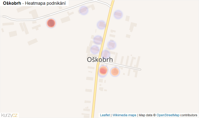 Mapa Oškobrh - Firmy v části obce.
