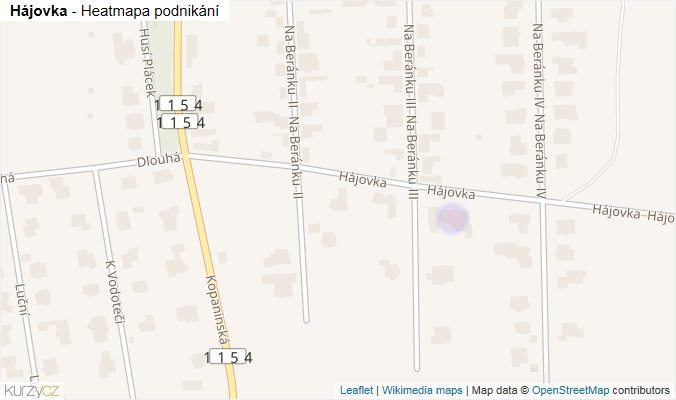 Mapa Hájovka - Firmy v ulici.