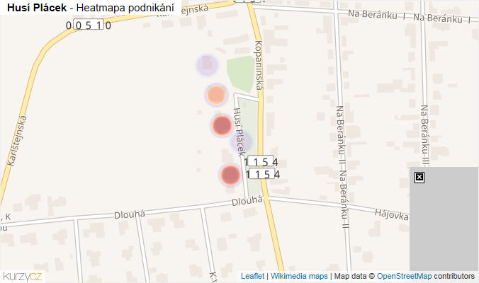 Mapa Husí Plácek - Firmy v ulici.