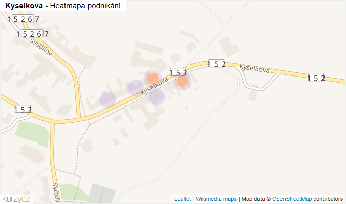 Mapa Kyselkova - Firmy v ulici.