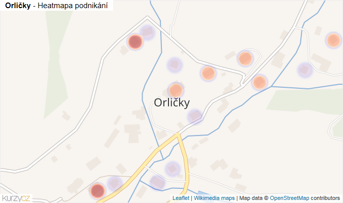 Mapa Orličky - Firmy v části obce.