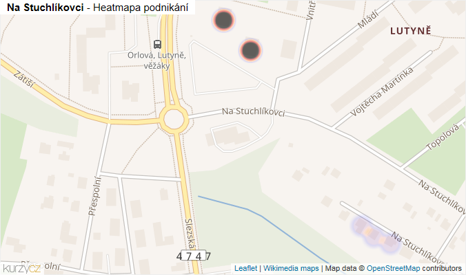 Mapa Na Stuchlíkovci - Firmy v ulici.