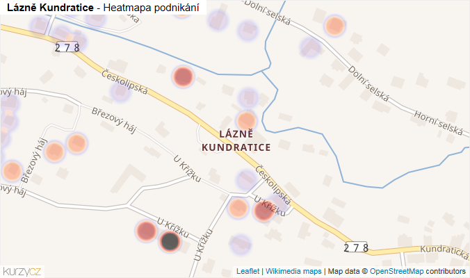 Mapa Lázně Kundratice - Firmy v části obce.