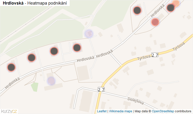 Mapa Hrdlovská - Firmy v ulici.