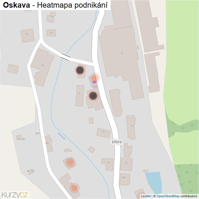 Mapa Oskava - Firmy v obci.