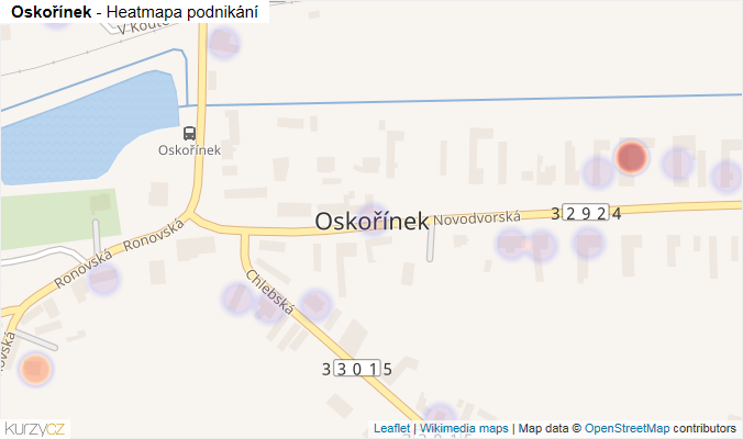 Mapa Oskořínek - Firmy v části obce.
