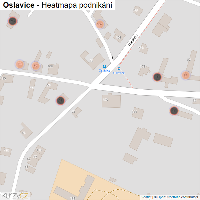 Mapa Oslavice - Firmy v obci.