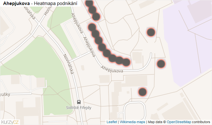 Mapa Ahepjukova - Firmy v ulici.