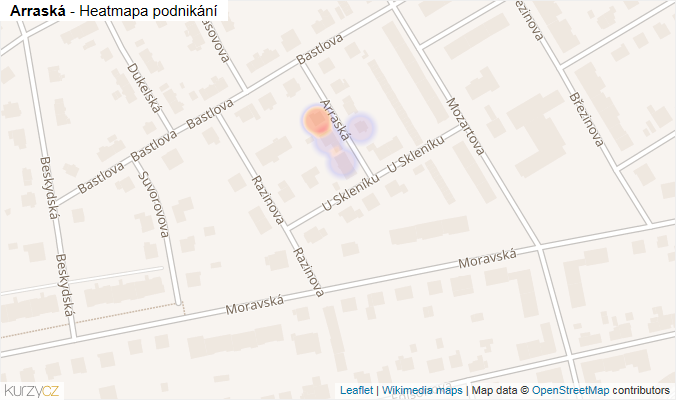 Mapa Arraská - Firmy v ulici.
