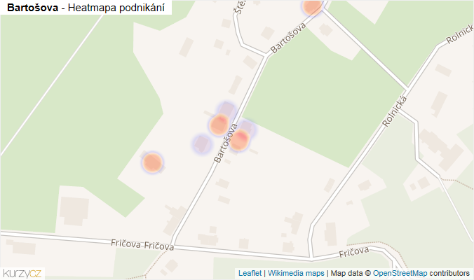 Mapa Bartošova - Firmy v ulici.