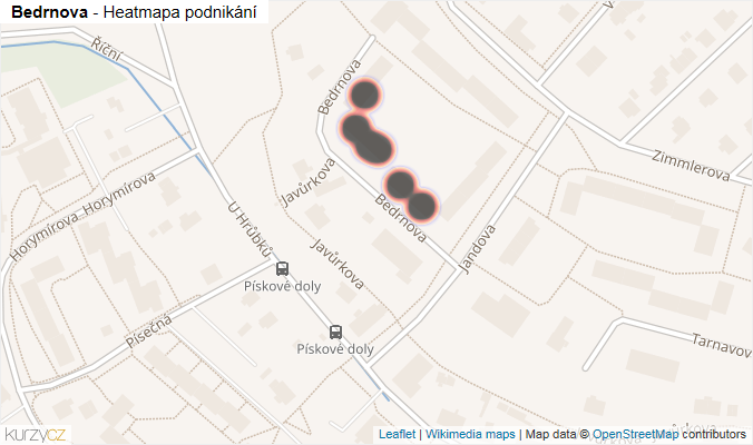 Mapa Bedrnova - Firmy v ulici.