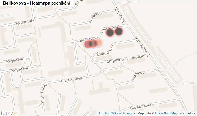 Mapa Belikovova - Firmy v ulici.