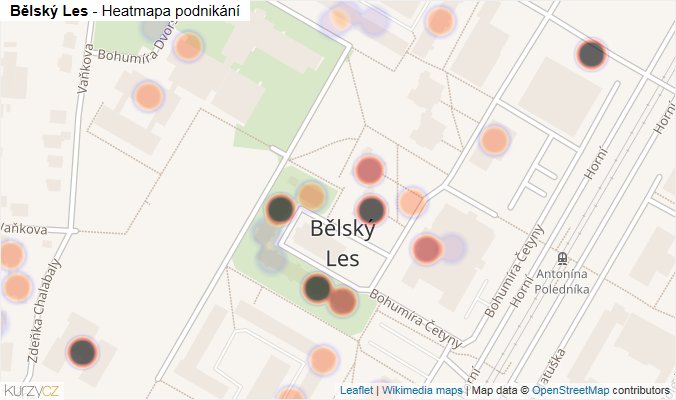 Mapa Bělský Les - Firmy v části obce.