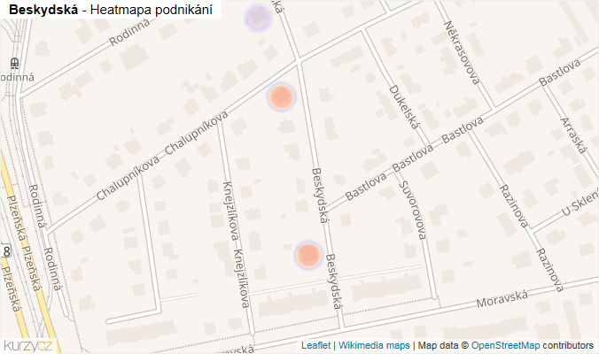 Mapa Beskydská - Firmy v ulici.