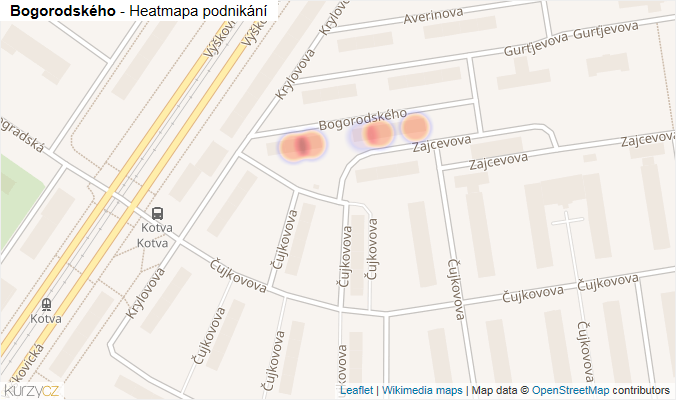 Mapa Bogorodského - Firmy v ulici.