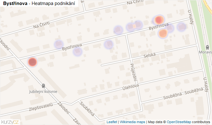 Mapa Bystřinova - Firmy v ulici.