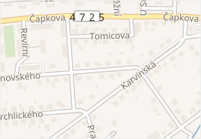 Čapkova v obci Ostrava - mapa ulice