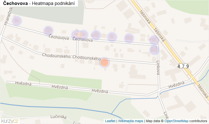 Mapa Čechovova - Firmy v ulici.