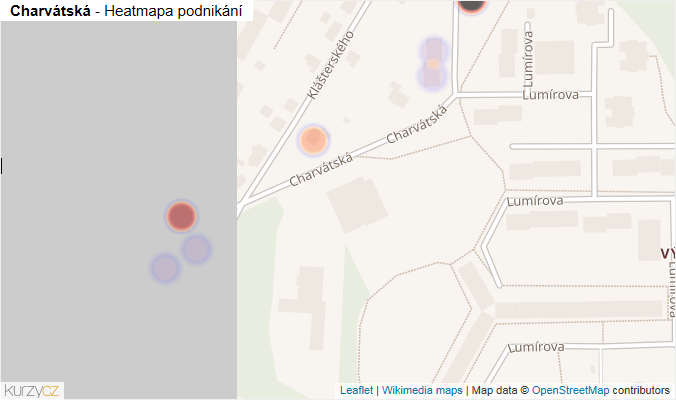 Mapa Charvátská - Firmy v ulici.