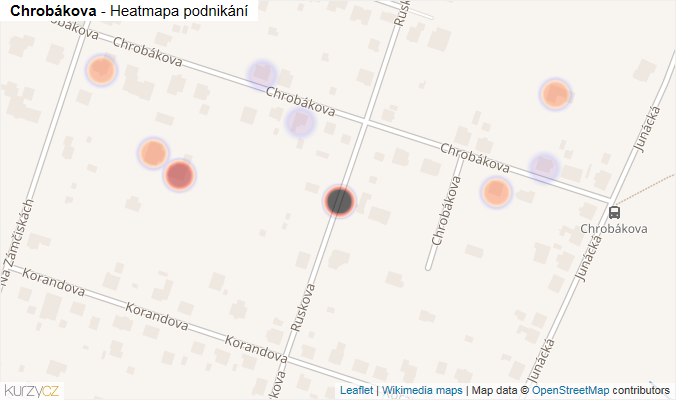 Mapa Chrobákova - Firmy v ulici.