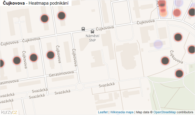 Mapa Čujkovova - Firmy v ulici.