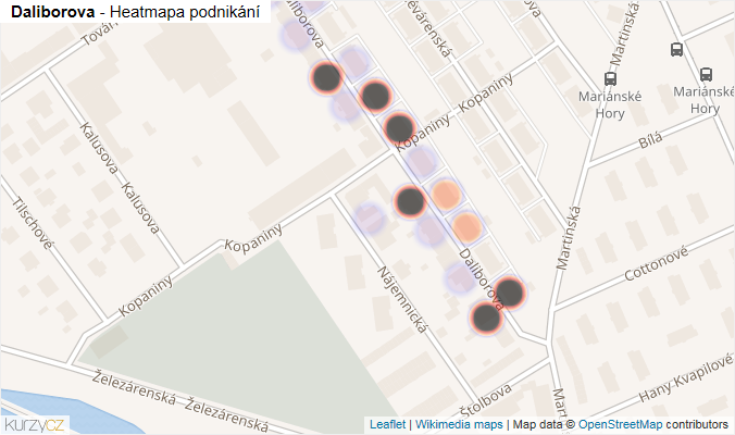 Mapa Daliborova - Firmy v ulici.