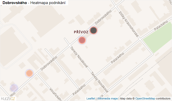 Mapa Dobrovského - Firmy v ulici.