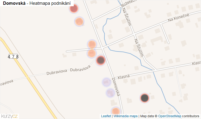 Mapa Domovská - Firmy v ulici.