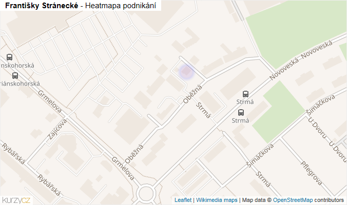 Mapa Františky Stránecké - Firmy v ulici.