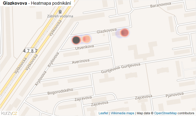 Mapa Glazkovova - Firmy v ulici.