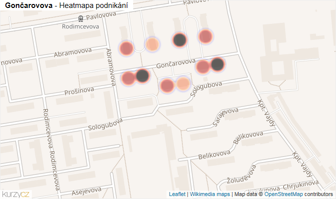 Mapa Gončarovova - Firmy v ulici.