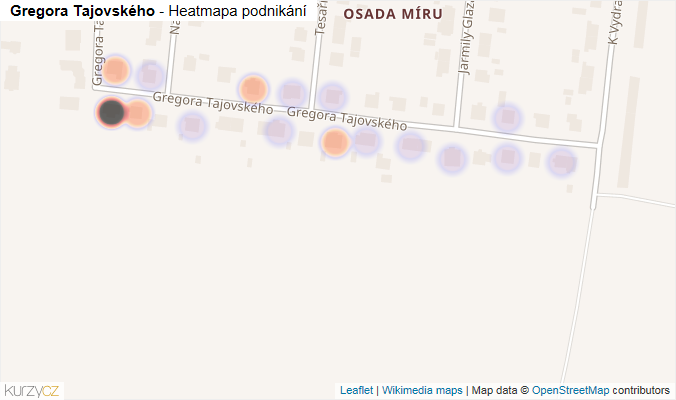 Mapa Gregora Tajovského - Firmy v ulici.