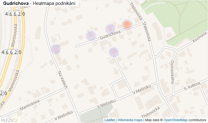 Mapa Gudrichova - Firmy v ulici.