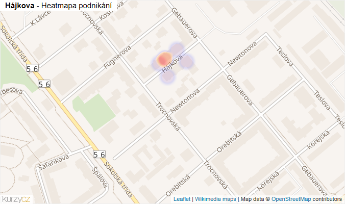 Mapa Hájkova - Firmy v ulici.